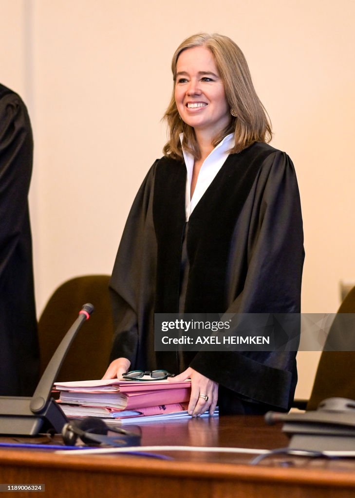 Judge Anne Meier Goering arrives to the courtroom for a hearing in