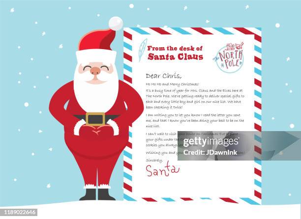 ilustraciones, imágenes clip art, dibujos animados e iconos de stock de querida plantilla de correo de santa letterhead con lindo santa - membrete