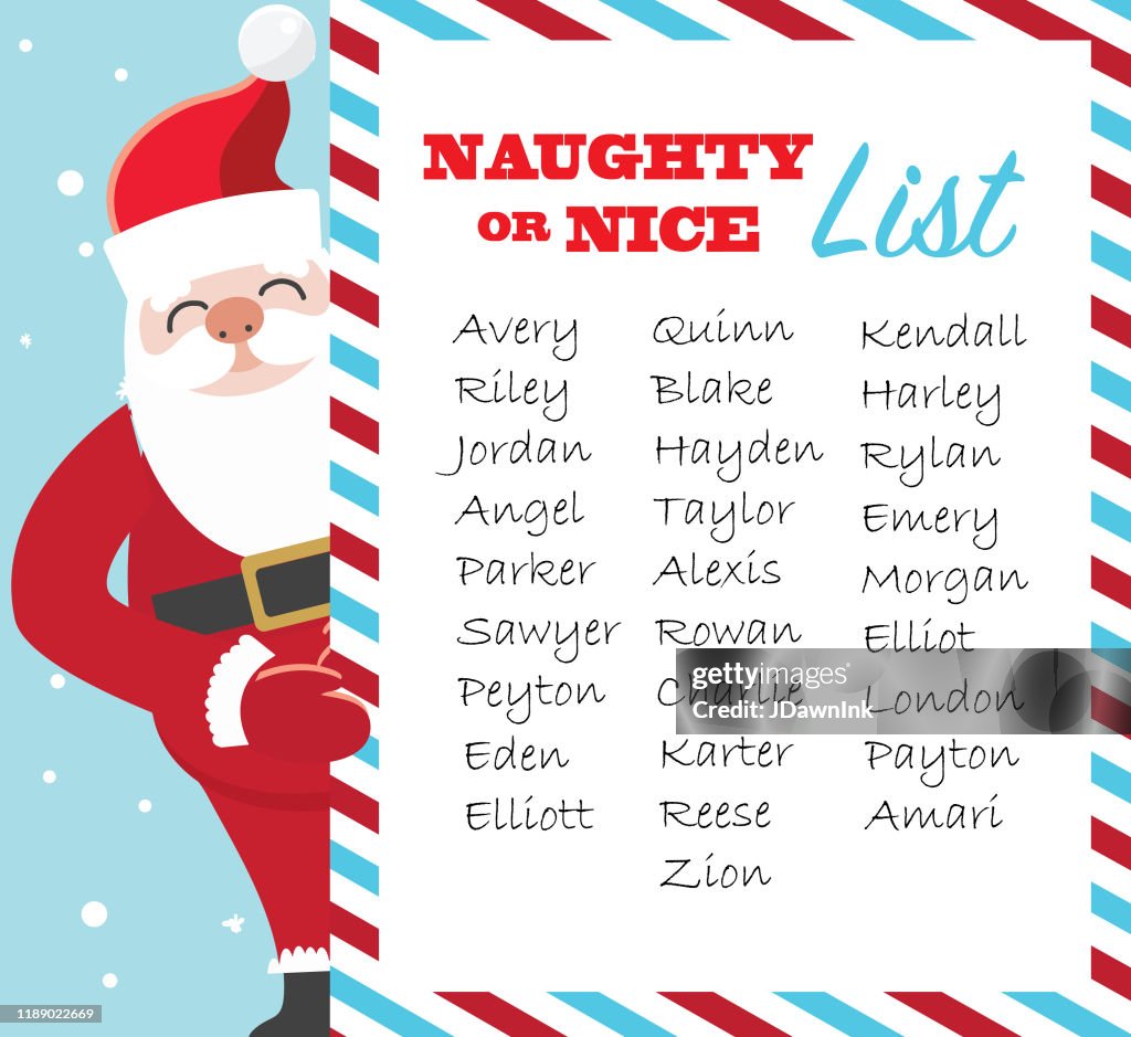 Dear Santa Naughty Or Nice List Template With Cute Santa High-Res Vector  Graphic - Getty Images