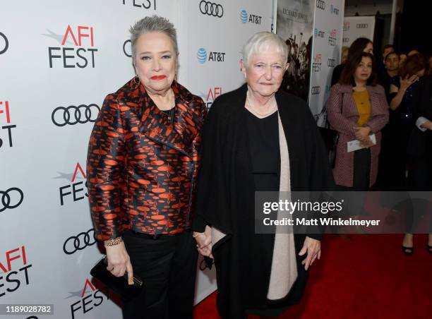 Kathy Bates and Barbara "Bobi" Jewell attend the "Richard Jewell" premiere during AFI FEST 2019 Presented By Audi at TCL Chinese Theatre on November...