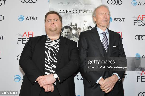 Paul Walter Hauser and Clint Eastwood attend the "Richard Jewell" premiere during AFI FEST 2019 Presented By Audi at TCL Chinese Theatre on November...