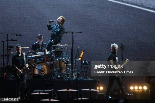 Irish rock band U2 performs as part of The Joshua Tree tour at DY Patil Stadium, Nerul on December 15, 2019 in Mumbai, India. The band, that was...