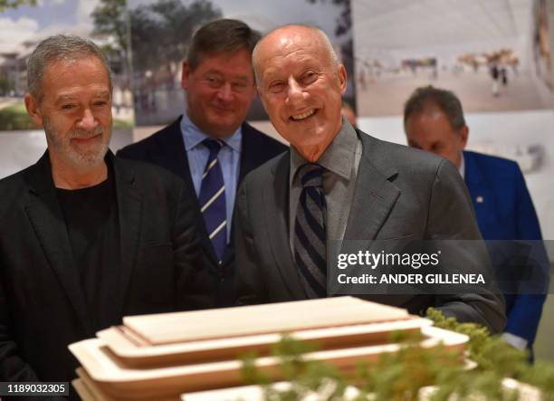 British architect Lord Norman Foster presents a new project to restore the Bilbao Fine Arts Museum in the Spanish Basque city of Bilbao on December...