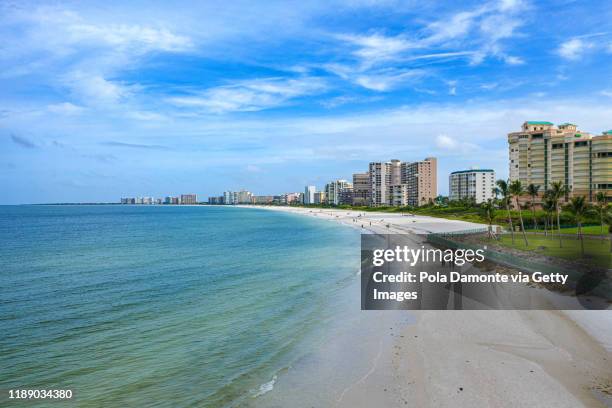 aerial view of marco island beach at gulf of mexico. marco island beach in florida - naples florida beach stockfoto's en -beelden