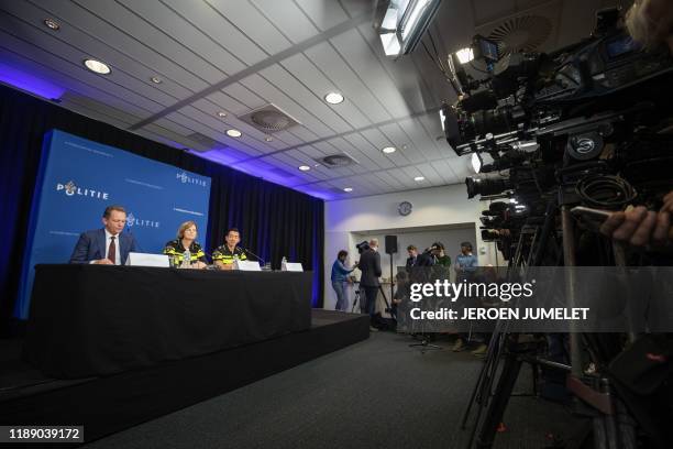 National Chief Officer Fred Westerbeke, Police Chief of National Unity Jannine van den Berg and Head of National Investigation Andy Kraag give a...