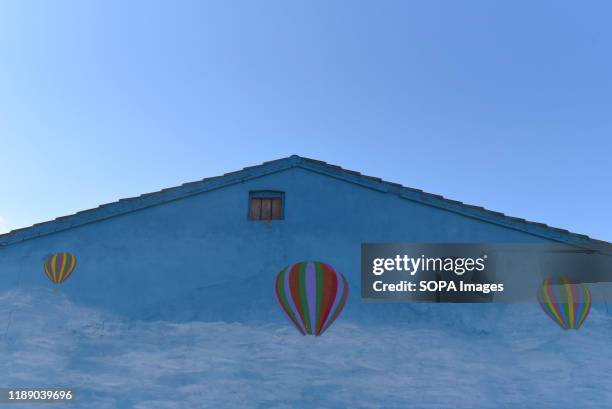 Graffiti painting on the wall in the village of Nomparedes, north of Spain. The neighbours of Almarail and Nomparedes, in Spanish province's Soria...