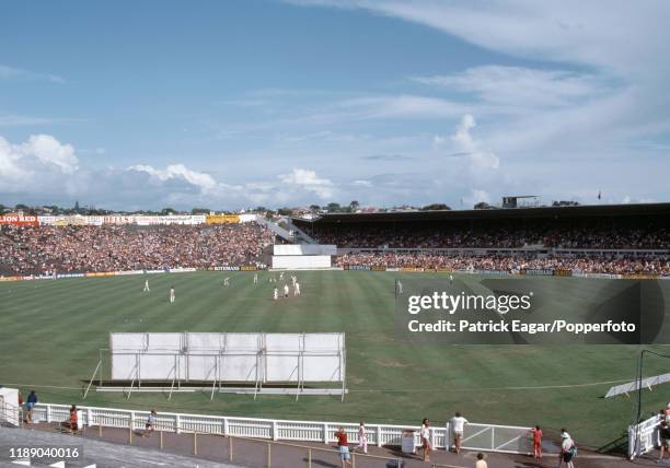 General view of the ground during the 3rd Test match between New Zealand and England at Eden Park, Auckland, New Zealand, 11th February 1984. The...