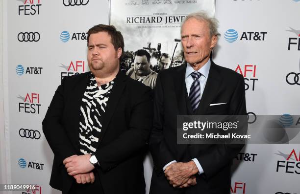 Paul Walter Hauser and Clint Eastwood attend the "Richard Jewell" premiere during AFI FEST 2019 Presented By Audi at TCL Chinese Theatre on November...