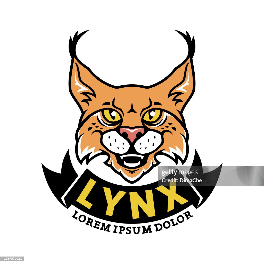 Lynx, bobcat head - vector emblem with changeable text