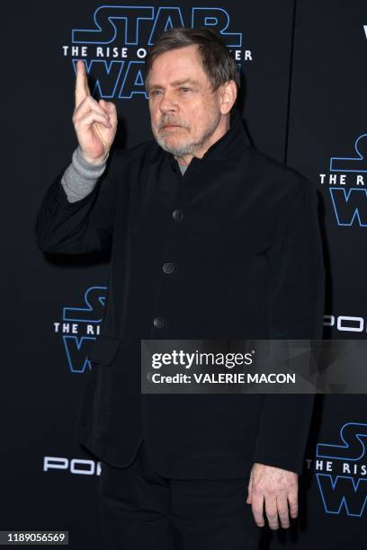 Actor Mark Hamill arrives for the world premiere of Disney's "Star Wars: Rise of Skywalker" at the TCL Chinese Theatre in Hollywood, California on...