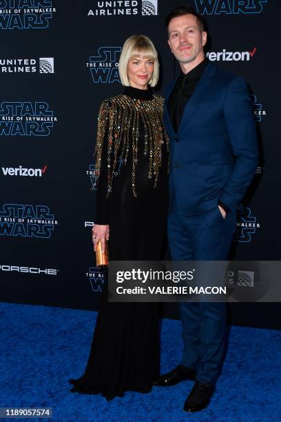 Actress Jaime King and husband US filmmaker Kyle Newman arrive for the world premiere of Disney's "Star Wars: Rise of Skywalker" at the TCL Chinese...