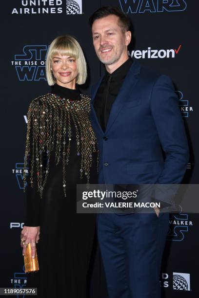 Actress Jaime King and husband US filmmaker Kyle Newman arrive for the world premiere of Disney's "Star Wars: Rise of Skywalker" at the TCL Chinese...