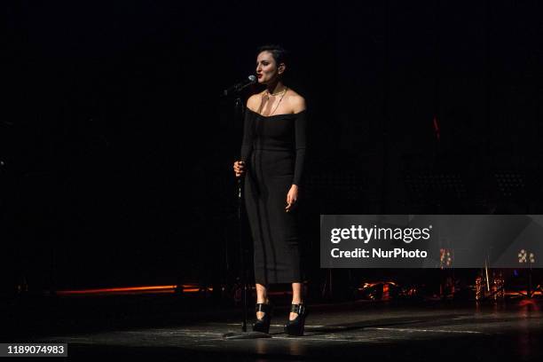 Arisa, real name Rosalba Pippa, performs live at Teatro degli Ardimboldi in Milano, Italy, on April 16 2014. Arisa rose to fame after her...