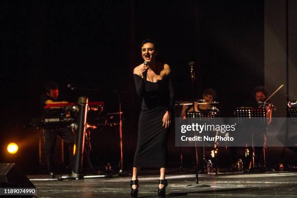 Arisa, real name Rosalba Pippa, performs live at Teatro degli Ardimboldi in Milano, Italy, on April 16 2014. Arisa rose to fame after her...