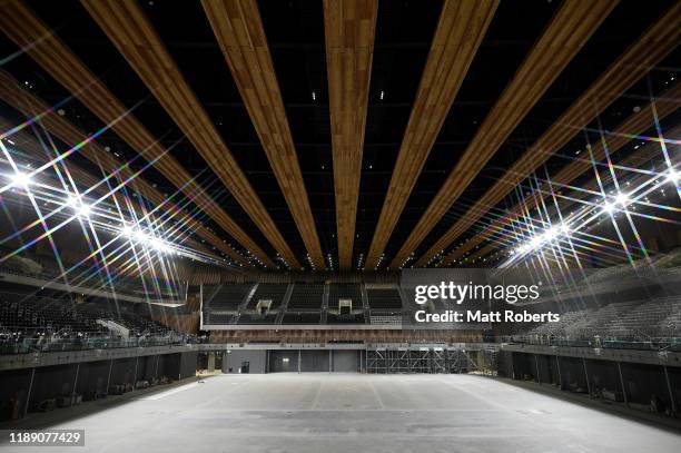This image was created using a starburst filter.) A general view during the press preview of Ariake Arena, 2020 Tokyo Olympic Games venue on November...