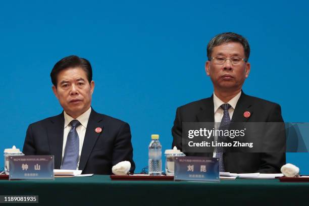 China's Minister of Commerce Zhong Shan and Chinese Finance Minister Liu Kun attends the Fourth 1+6 Roundtable Dialogue at Diaoyutai State Guest...