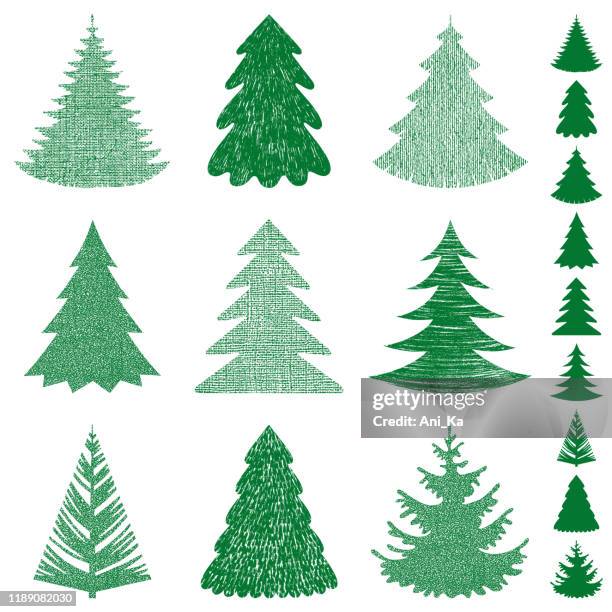 weihnachtsbäume - weihnachtsbaum freisteller stock-grafiken, -clipart, -cartoons und -symbole