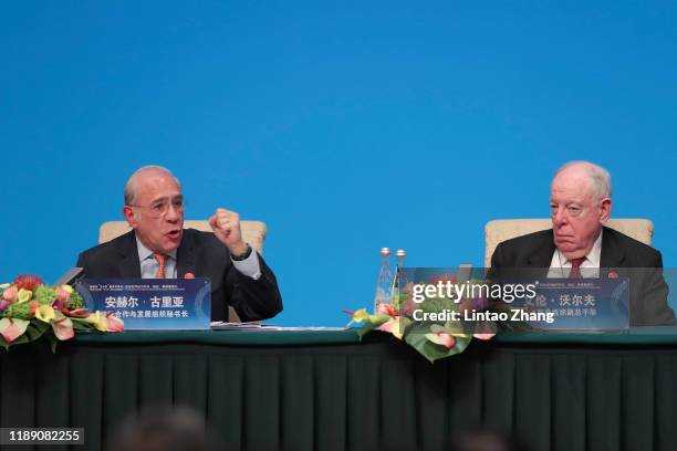 Organization for Economic Cooperation and Development Secretary-General Angel Gurria speaks during a press conference for the the Fourth 1+6...