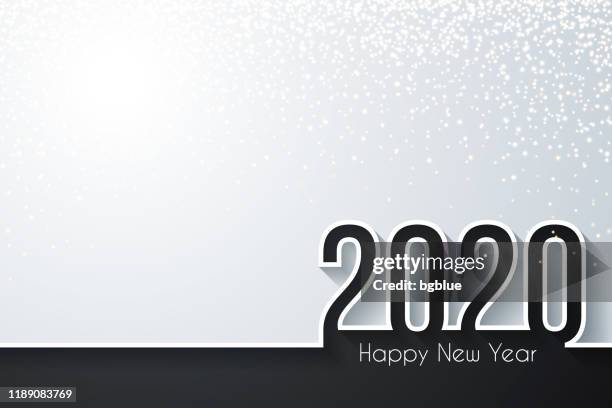 happy new year 2020 with gold glitter - white background - rain black background stock illustrations