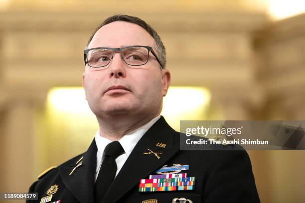 Lt. Col. Alexander Vindman, National Security Council Director for European Affairs, attends the testifying before the House Intelligence Committee...