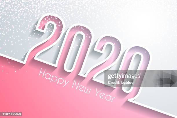 happy new year 2020 with gold glitter - white background - red sequin background stock illustrations