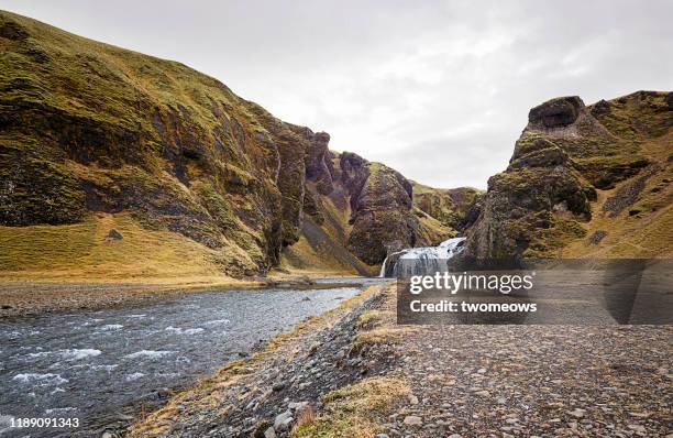 waterfall in iceland. - iceland landscape stock-fotos und bilder