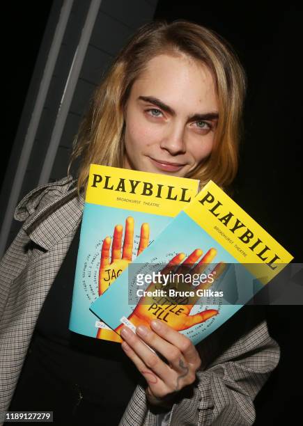 Cara Delevingne poses backstage at the new Alanis Morissette musical "Jagged Little Pill" on Broadway at The Broadhurst Theatre on November 20, 2019...