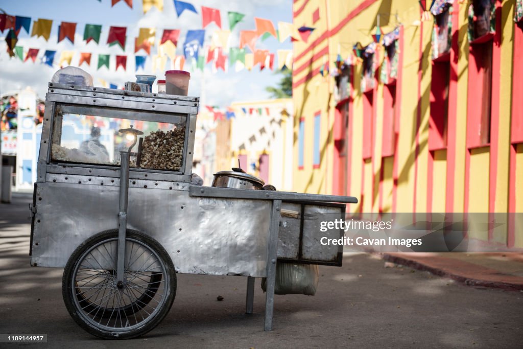 Popcorn cart in the streets during Brazilian June Party