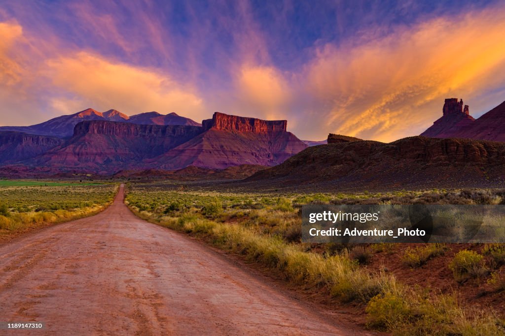 La Sal Mountains und Red Rock Canyons Sonnenuntergang