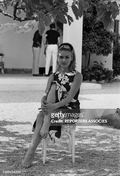 Geneviève Grad lors du tournage du film 'Le gendarme de Saint-Tropez' réalisé par Jean Girault le 22 mai 1964 à Saint-Tropez, France.