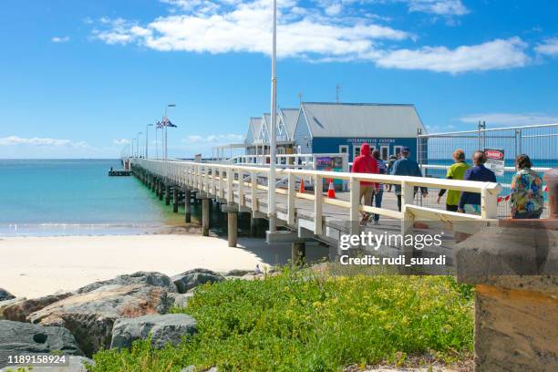 busselton jetty in the margaret river region of western australia - long jetty stock pictures, royalty-free photos & images