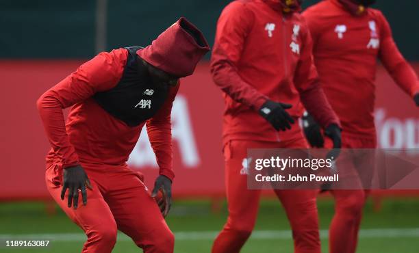 Sadio Mane of Liverpool during a training session on November 21, 2019 in Liverpool, England.