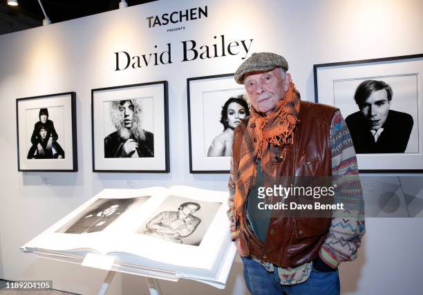 David Bailey at the launch of the FLANNELS x TASCHEN pop-up, showcasing the David Bailey SUMO on November 21, 2019 in London, England.