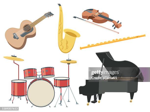 musical instruments set - violin stock illustrations