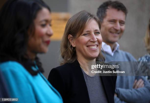 YouTube CEO Susan Wojcicki looks on during a press conference at Hamilton Families on November 21, 2019 in San Francisco, California. Wojcicki and...