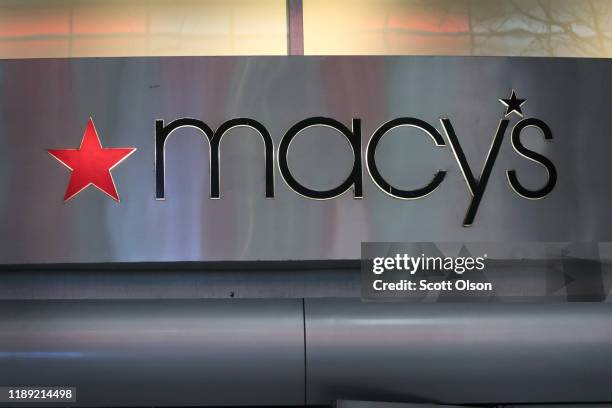 Sign hangs outside of a Macy's store downtown on November 21, 2019 in Chicago, Illinois. Macy’s Inc. Reported a drop in third quarter sales and said...