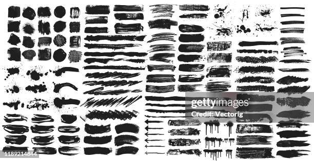 black grunge brushes set - brush arrow stock illustrations