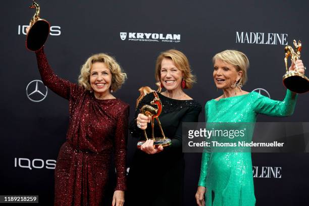 Michaela May, Gaby Dohm and Uschi Glas pose with award during the 71th Bambi Awards winners board at Festspielhaus Baden-Baden on November 21, 2019...