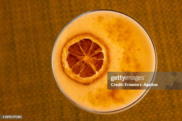 pornstar martini cocktail, view from above - tangerine martini stock pictures, royalty-free photos & images