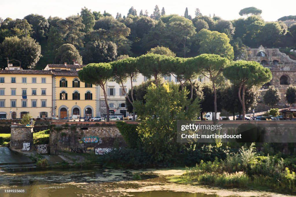 View of buildings on the Arno river, Florence Italy