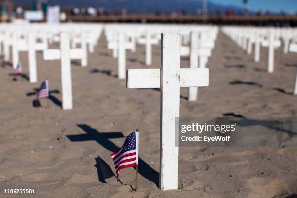 a veterans day memorial at the beach in santa barbara - wolf wallpaper stock pictures, royalty-free photos & images