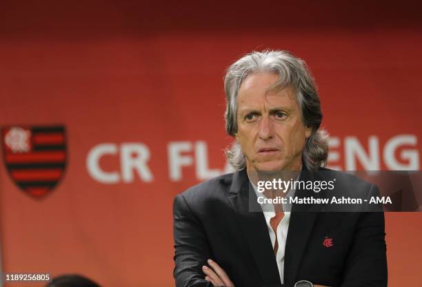 Jorge Jesus the head coach / manager of CR Flamengo during the FIFA Club World Cup Qatar 2019 Semi Final match between CR Flamengo and Al Hilal FC at...