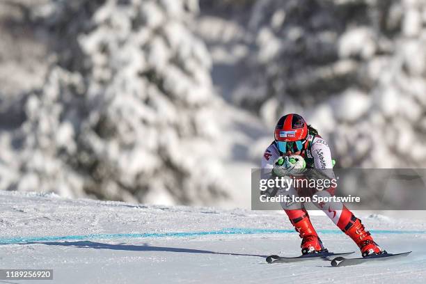 Ricarda Haagser of Austria competes during the Ladies' Super G event at the Lake Louise Audi FIS Ski World Cup on December 8 at the Lake Louise Ski...