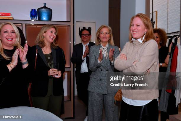 King Chong and hosts Hilary Rosen and Emily Smith attend the Lafayette 148 New York & American University event at Tysons Galleria on November 21,...