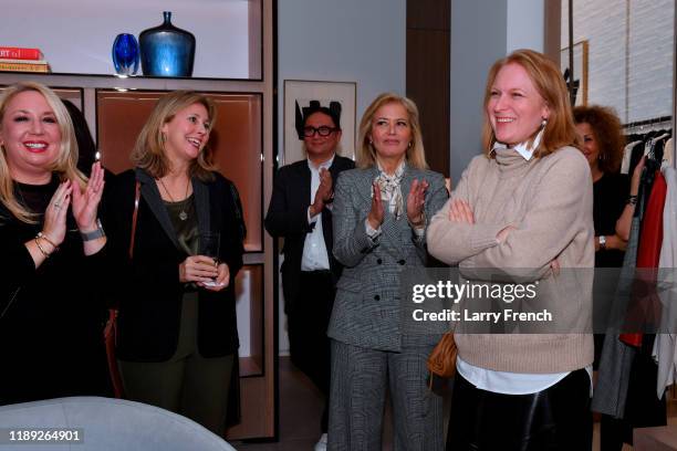 King Chong and hosts Hilary Rosen and Emily Smith attend the Lafayette 148 New York & American University event at Tysons Galleria on November 21,...