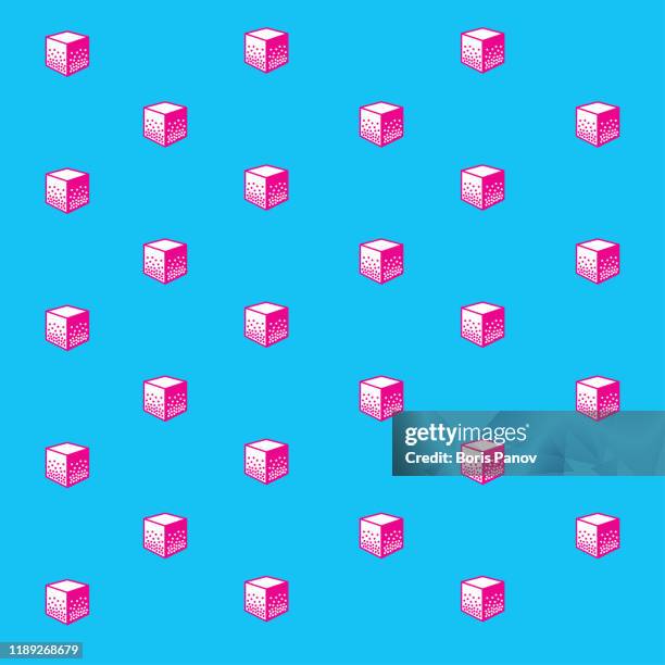 fancy and creative 3d cube blue and pink pattern motif for wallpaper background - cookie cutter stock illustrations