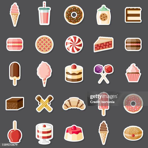 dessert sticker set - cotton candy stock illustrations