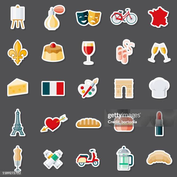 france sticker set - comedian stock illustrations