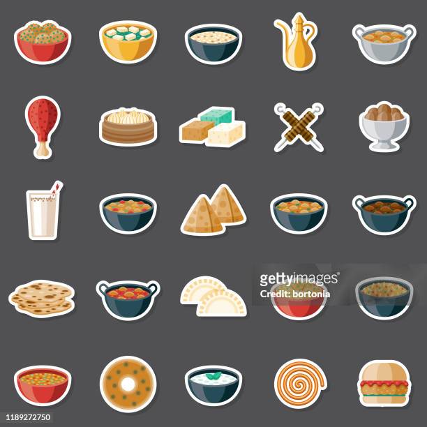 indian food sticker set - food staple stock illustrations