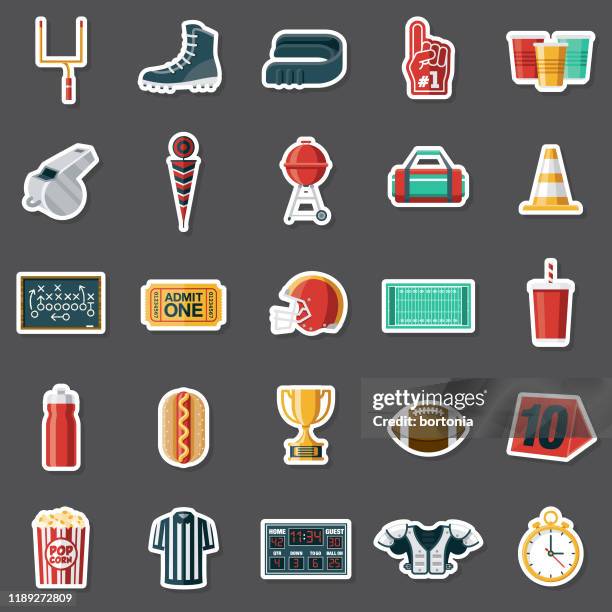 american football sticker set - drive ball sports stock illustrations